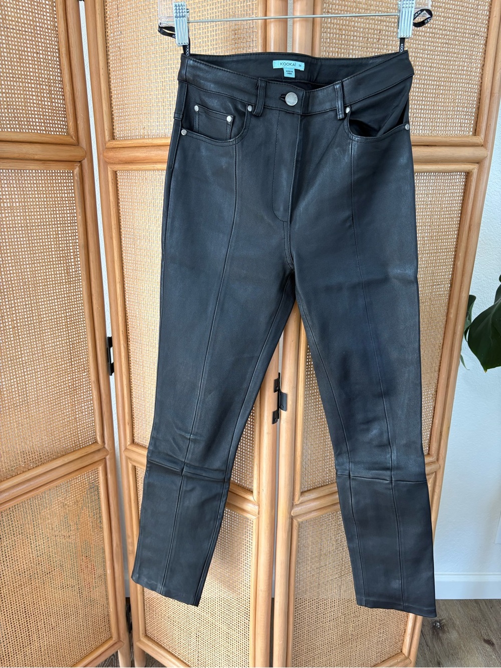 KOOKAI Genuine Leather Black Skinny Pants Size EUR 34 /US 2